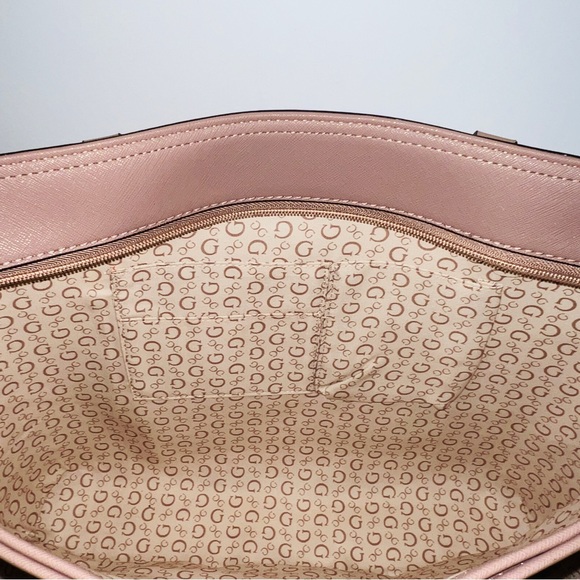 New Pink GUESS Purse Hand Bag Tote NWT Satchel Dusty Mauve Jaxon Travel - Picture 6 of 8
